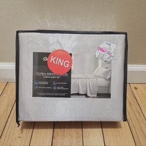 NEW Beautyrest, King Light Gray Satin Sheets